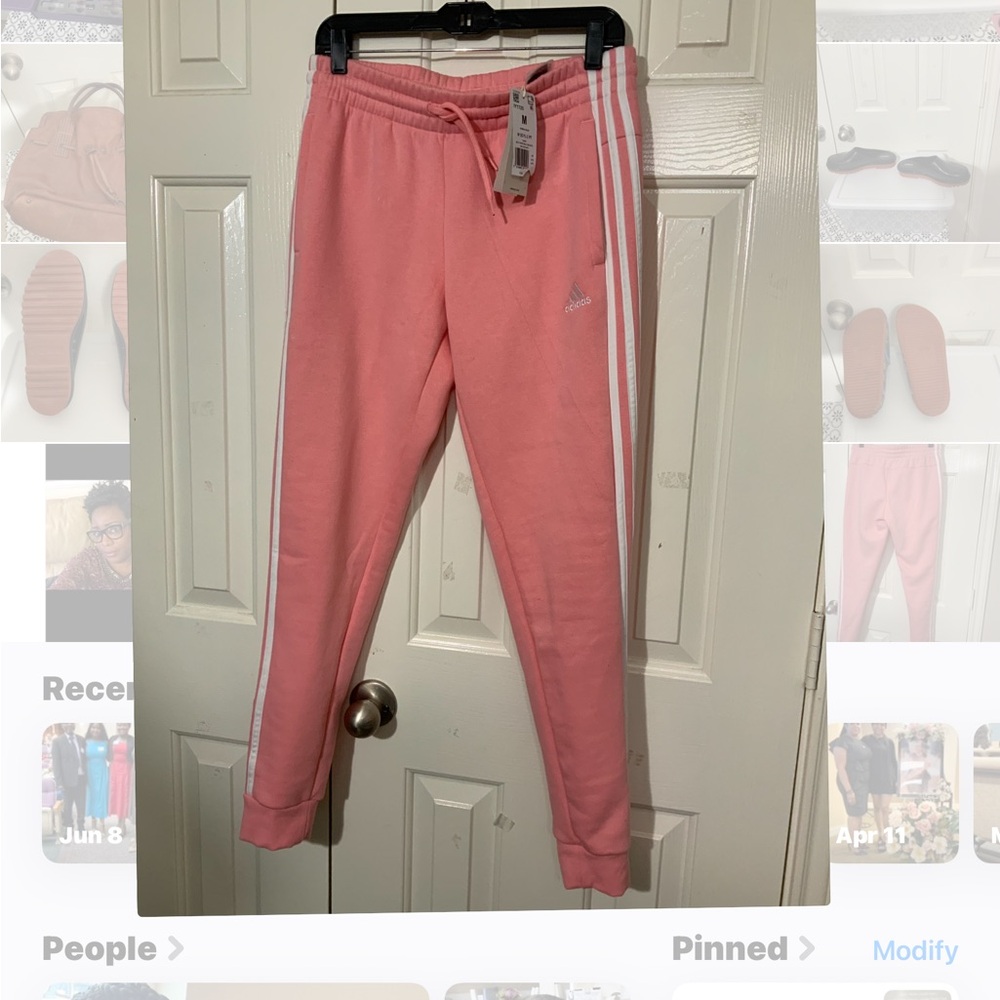 Adidas Pink Joggers Elastic Waistband Tapered Fit